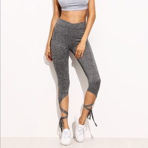 Light Grey High Waist Criss Cross Tie Leggings